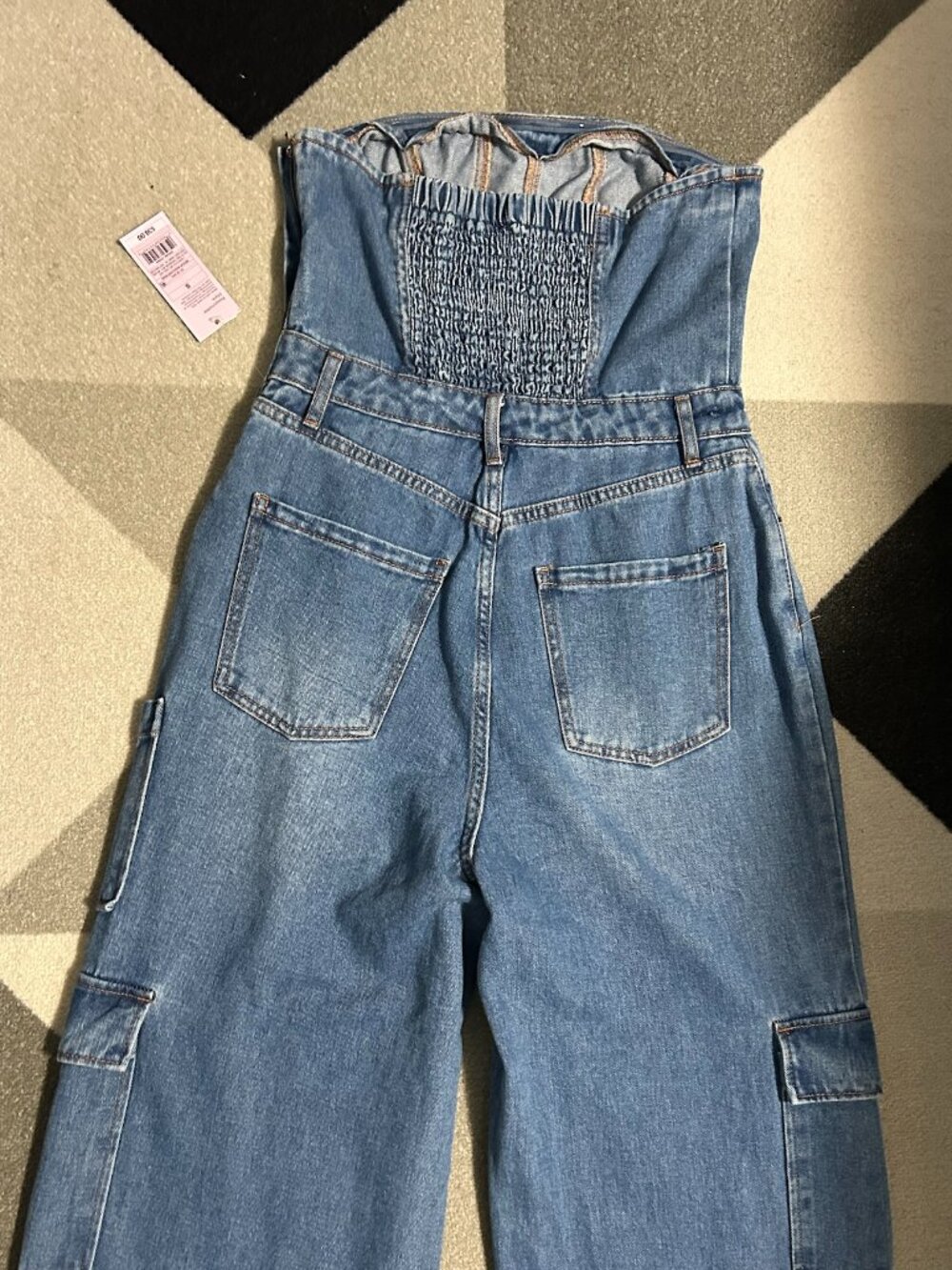 wild fable Denim Strapless Cargo Jumpsuit - Light Blue - Picture 8 of 12